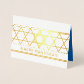 Ster van David Happy Hanukkah Techelet Blue Modern Folie Kaarten (Voorkant)