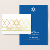 Ster van David Happy Hanukkah Techelet Blue Modern Folie Kaarten (Display)