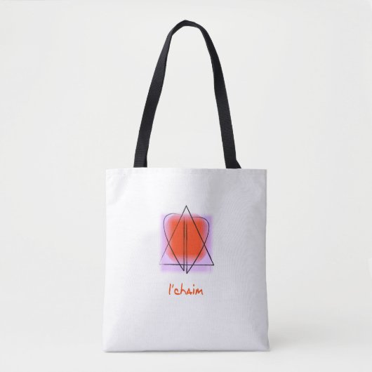 Ster van David/Heart l'chaim Shoulder Tote Bag (Voorkant)