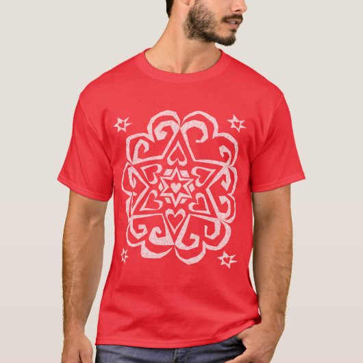 Ster van David Heart Mandala White Ink T-shirt (Voorkant)