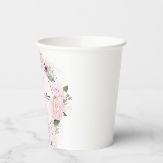 Ster van David Jewish Girl Baby Naming Pink Roses Papieren Bekers (Links)