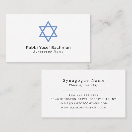 Ster van David, jodendom, religie Visitekaartje (Voorkant / Achterkant)