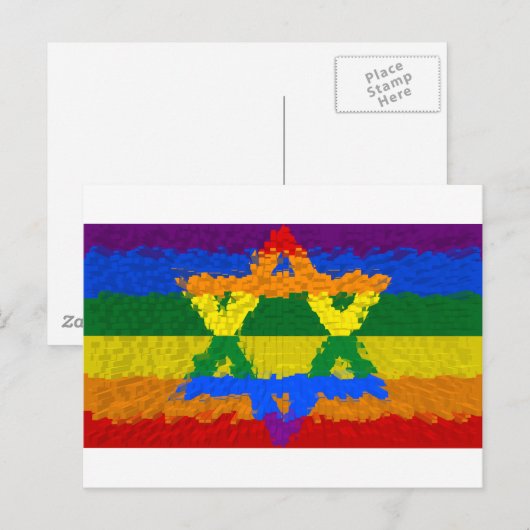 Ster van David - Joods - Gay Pride Briefkaart (Voorkant / Achterkant)