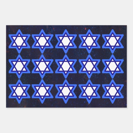 Ster van David Joodse Vakantie Blauw Wit Inpakpapier Vel (Voorkant 2)