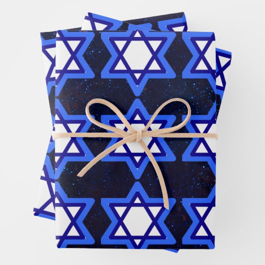 Ster van David Joodse Vakantie Blauw Wit Inpakpapier Vel (In situ)