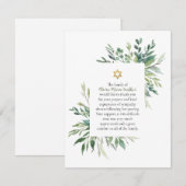 Ster van David joodse Waterverf begrafenis Bedankkaart (Voorkant / Achterkant)