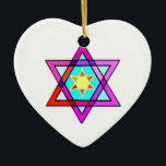 ster van David Keramisch Ornament<br><div class="desc">Joodse cadeautjes en cadeauideeën met gekleurde glas Joodse ster van David.</div>