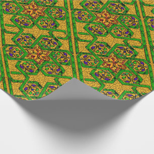 Ster van David knokwerk in goud en groen Cadeaupapier