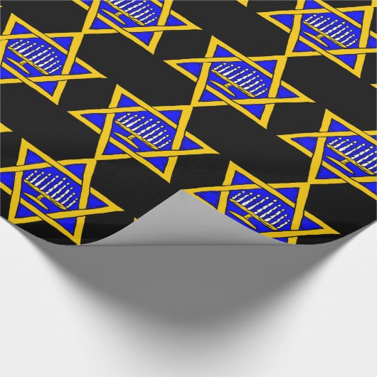 Ster van David & Menorah Cadeaupapier (Hoek)