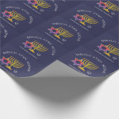 Ster van David Menorah Dreidel Blessing | Chanukah Cadeaupapier (Hoek)