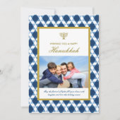 Ster van David Menorah Hanukkah Foto groetings Feestdagenkaart (Voorkant)