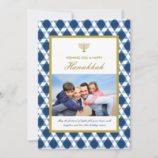 Ster van David Menorah Hanukkah Foto groetings Feestdagenkaart (Voorkant)