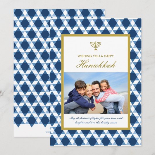 Ster van David Menorah Hanukkah Foto groetings Feestdagenkaart (Voorkant / Achterkant)