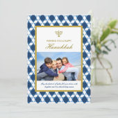 Ster van David Menorah Hanukkah Foto groetings Feestdagenkaart (Staand voorkant)