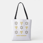 Ster van David Menorah HANUKKAH Tote Bag (Achterkant)