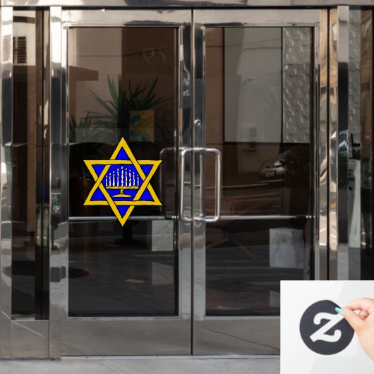 Ster van David & Menorah Raamsticker (Kantoordeur)