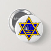 Ster van David & Menorah Ronde Button 5,7 Cm (Voorkant /achterkant)