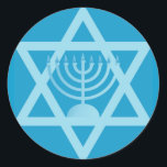 Ster van David Menorah Ronde Sticker<br><div class="desc">(meerdere producten geselecteerd)Donausymbolen</div>