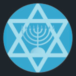 Ster van David Menorah Ronde Sticker<br><div class="desc">(meerdere producten geselecteerd)Donausymbolen</div>