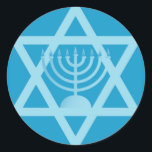 Ster van David Menorah Ronde Sticker<br><div class="desc">(meerdere producten geselecteerd)Donausymbolen</div>