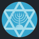 Ster van David Menorah Ronde Sticker<br><div class="desc">(meerdere producten geselecteerd)Donausymbolen</div>