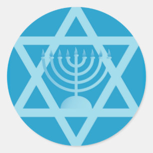 Ster van David Menorah Ronde Sticker