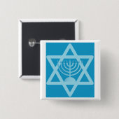 Ster van David Menorah Vierkante Button 5,1 Cm (Voorkant /achterkant)
