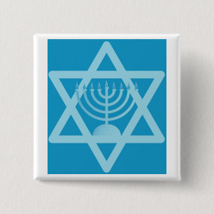 Ster van David Menorah Vierkante Button 5,1 Cm