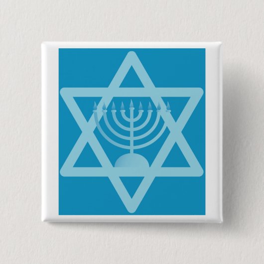 Ster van David Menorah Vierkante Button 5,1 Cm (Voorkant)