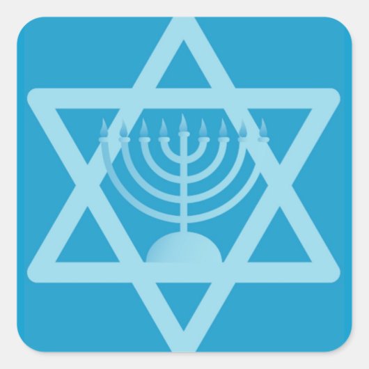 Ster van David Menorah Vierkante Sticker (Voorkant)