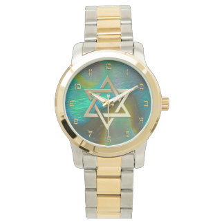 Ster van David met Abalone Achtergrond Horloge