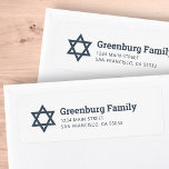 Ster van David Modern Eenvoudig Chic Return-adres Etiket<br><div class="desc">Bestaat uit moderne serif en sans serif typografie met een ster van David. Dit wordt ontworpen door de Uitgezochte Leveringen van de Partij,  exclusief voor Zazzle. Hier te vinden op: http://www.zazzle.com/store/selectpartysupplies</div>