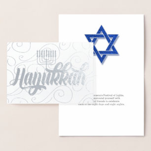 Ster van David Modern Hanukkah Silver Folie Kaarten