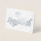 Ster van David Modern Hanukkah Silver Folie Kaarten (Voorkant)