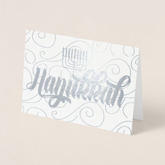 Ster van David Modern Hanukkah Silver Folie Kaarten (Voorkant)