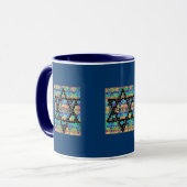 Ster van David Mosaic-Shalom/Navy Blue Mok (Voorkant links)
