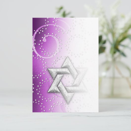 Ster van David na Party Raspberry Shimmer Kaart (Staand voorkant)