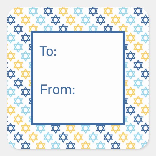 Ster van David naar Van Vierkante Sticker (Voorkant)