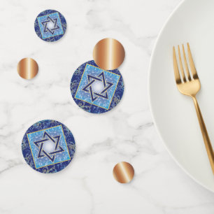 Ster van David Navy Blue Gold Jewish Confetti
