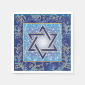 Ster van David Navy Blue Gold Jewish Servet (Voorkant)