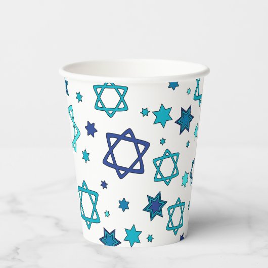 Ster van David Paper Cups - White Papieren Bekers (Achterkant)