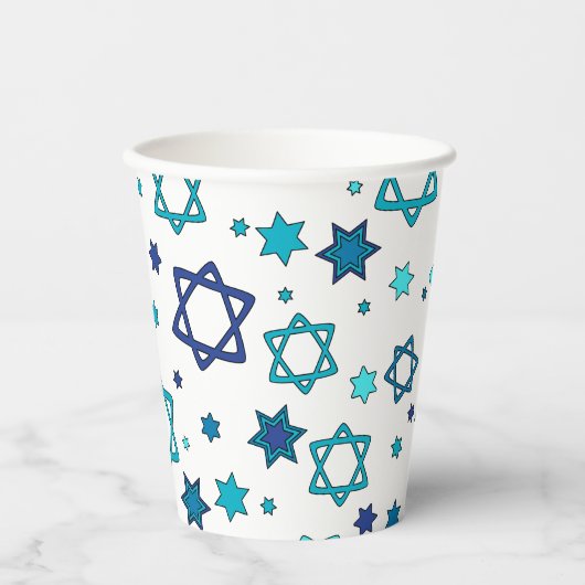 Ster van David Paper Cups - White Papieren Bekers (Voorkant)