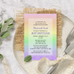 Ster van David Pastel Ombre Bat Mitzvah Kaart<br><div class="desc">Stijlvol en klassiek,  deze Bat Mitzvah Invitations hebben een ster van David patroon over een pastel regenboog gradiënt achtergrond en zijn volledig aanpasbaar om precies te zeggen wat je wilt!</div>