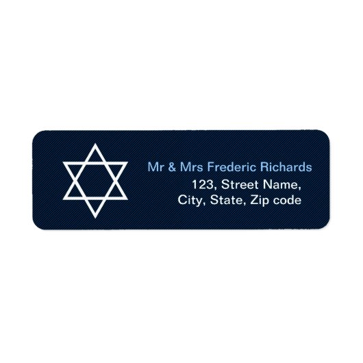 Ster van David Pattern Bar Mitzvah Etiket (Voorkant)