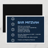 Ster van David Pattern Bar Mitzvah Kaart (Voorkant / Achterkant)