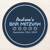 Ster van David Pattern Bar Mitzvah Ronde Kartonnen Onderzetter (Voorkant)