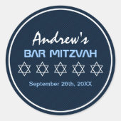 Ster van David Pattern Bar Mitzvah Ronde Sticker (Voorkant)