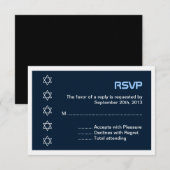 Ster van David Pattern Bar Mitzvah RSVP Kaartje (Voorkant / Achterkant)