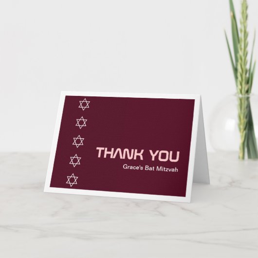 Ster van David Pattern Bat Mitzvah Kaart (Voorkant)