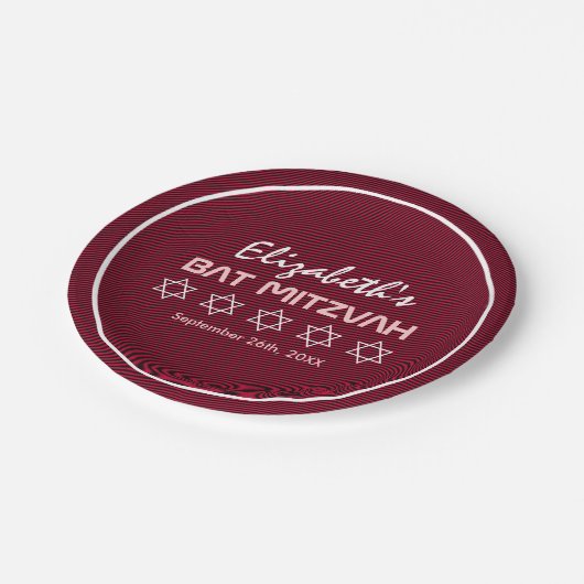 Ster van David Pattern Bat Mitzvah Papieren Bordje (Gekanteld)